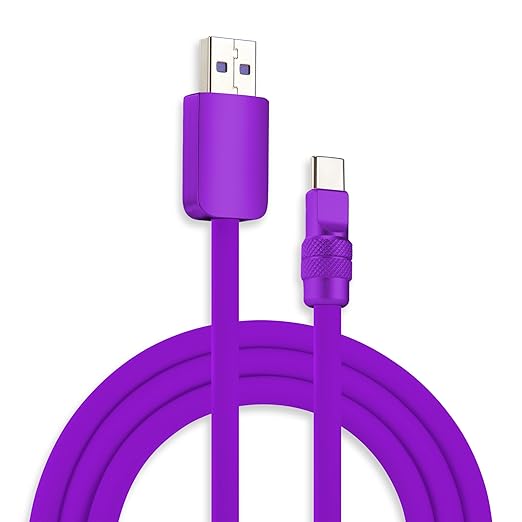 chubbycable Chubby 2.0 Fast Charging Cable Durable Soft Silicone USB C Cable 120W Extra Thick Charger Cord Compatible with iPhone 17-15 Series iPad, Purple+Purple, USB-A to Type-C, 16.4 FT