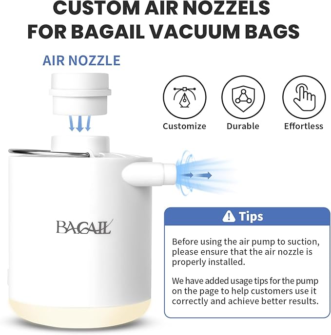BAGAIL TPU Vacuum Bag for Travel, Reusable Compression Bag with IPX8 Waterproof Zipper, Save Space for Suitcase, Backpack and Carry on (Black, Large, With Pump)