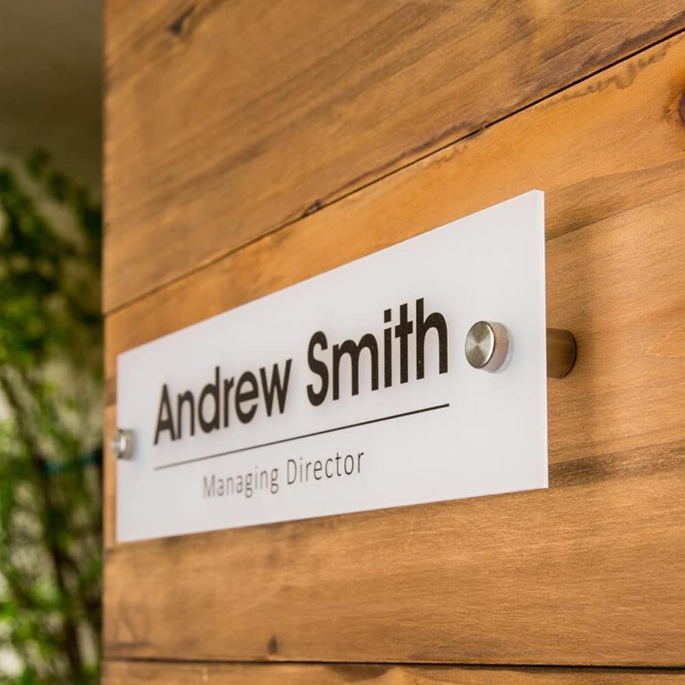 Personalized Office Door Sign, Custom Acrylic Name Plate with Name and Job Title, Professional Wall Mounted Plaque for Business, Desk, Meeting Room, Manager, Director, Reception or Office Decoration