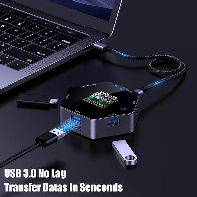 8-in-1 USB C Hub Docking Station, Type-C Adapter with 4K@60Hz HDMI, 2 USB 3.0, TF/SD Reader, 100W Power Delivery Compatible with MacBook,iPhone15 16 Surface, iPad, Steam Deck or Other Type C Devices