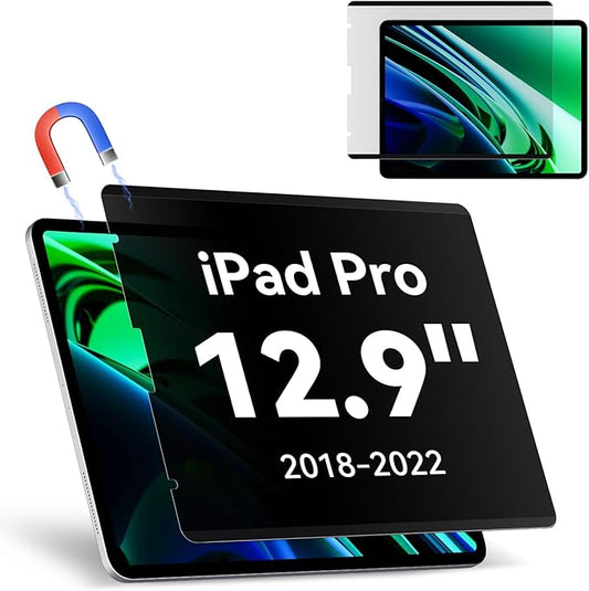 Magnetic Privacy Screen Protector Compatible with iPad Pro 12.9 Inch 2018 2020 2021 2022, Removable Anti Glare Blue Light Bubble-Free Black Security Protector Private Filter