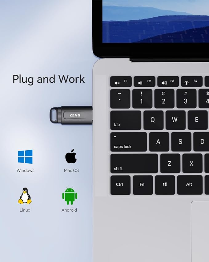 K&ZZ 64GB Flash Drive 5 Pack USB Flash Drives 64 GB Thumb Drive Retractable USB 3.0 Drive Memory Stick Jump Drives Multipack 64G 3.0 (5 Colors: Black Red Blue Green Purple)