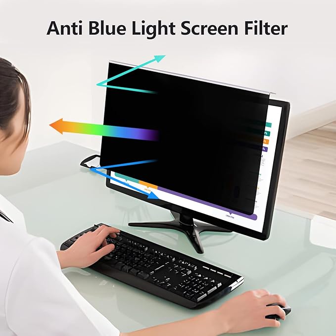 RedANGEL Computer Privacy Screen Protector for 23, 23.6, 23.8 and 24 Inches Monitor Anti Blue Light Filter Hanging Type Anti Scratch Easy Installation Shield for Desktop Computer (24 Inches)