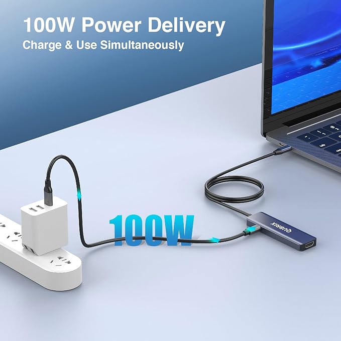 USB C 5 in 1 HUB,10Gbps USB-C/A 3.2 Ports, 4K HDMI 30Hz,100W PD Fast Charging,Compatible for MacBook Pro/Air, Dell XPS, iPad Pro Aluminum Splitter,Surface Pro,Thunderbolt Laptops