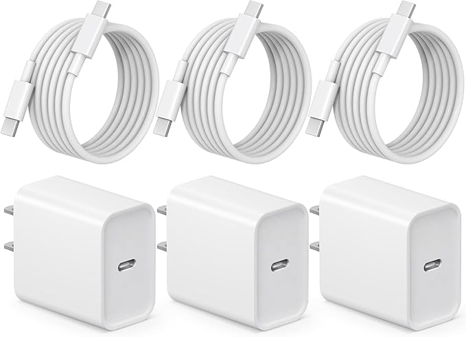 iPhone 17 16 15 Charger Fast Charging 3+3Pack Type C Charger USB C Chargers Block with 6FT Cable for iPhone Air/17/17 Plus/17 Pro/17 Pro Max/16/16 Plus/16 Pro/16 Pro Max/15/15 Pro Max/iPad Pro