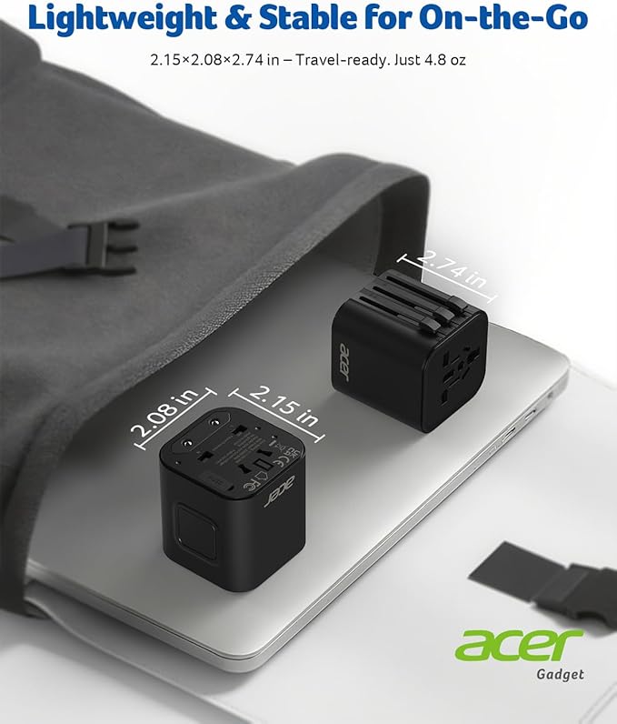 Acer US to Europe Plug Adapter, Universal Travel Adapter, International Power Adapter for USA to Europe UK France Germany Spain Ireland Australia (Type C/G/A/I),Black