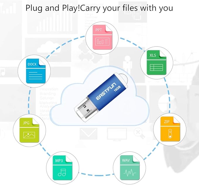EASTFUN 6 Pack 16GB USB 2.0 Flash Drive Memory Stick Thumb Drive, with LED Indicator, 6 Pcs Mix Colors: Rose/Red/Gold/Black/Green/Blue