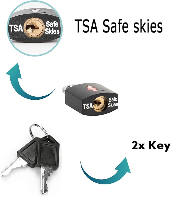 TSA Approved Locks for Luggage,TSA Keyed Travel Locks | 8 Keys, Lightweight Brass Padlocks with Rubber Coating for Suitcases, Bags, Backpacks (4 Pack Black+Blue)