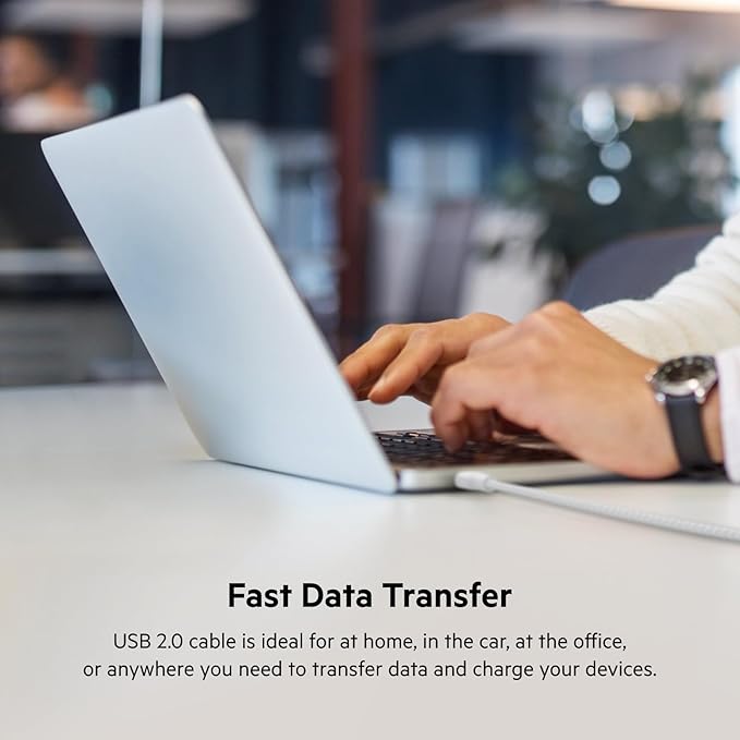 Belkin USB C to USB C Cable, 9.9ft, 100W - Type C Charger, iPhone Charger Cord, Soft, Braided, Flexible for iPhone 17, Galaxy S25, Pixel 10, Airpods, iPad Pro, Tablet & More, Travel Essentials - White