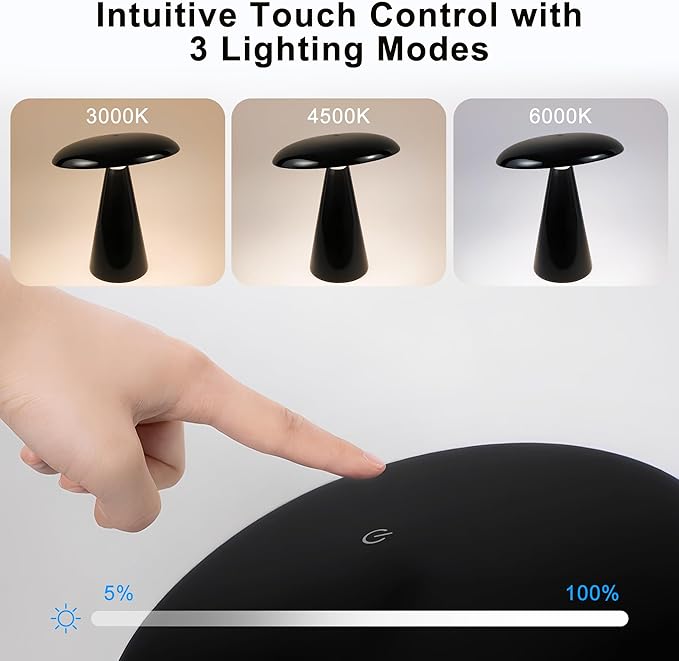 Elegant & Modern “Magnetic Cordless LED Table Lamp – Portable Touch-Dimmable Bedside Light for Bedroom, Living Room & Small Spaces (Black)”