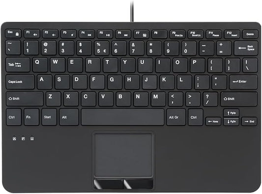 Perixx PERIBOARD-525 US, Wired Mini USB Keyboard with Touchpad - X Type Scissor Keys - 11.18x7.17x1.1 Inches - Build-in 2 USB Hubs - US English