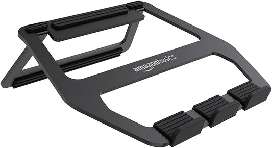 Amazon Basics Aluminum Portable Foldable Laptop Support Stand for Laptops up to 13", Black