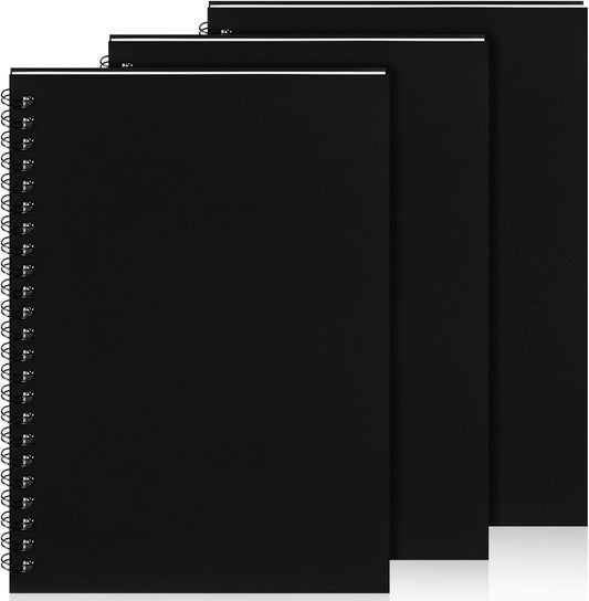 Yahenda Spiral Notebook Bulk A5 Journal Lined 8.3'' x 5.5'' Writing Composition Paper Small Notepad Subject Notebook for Students Office Business Back to School Supplies(Black,3 Pcs)