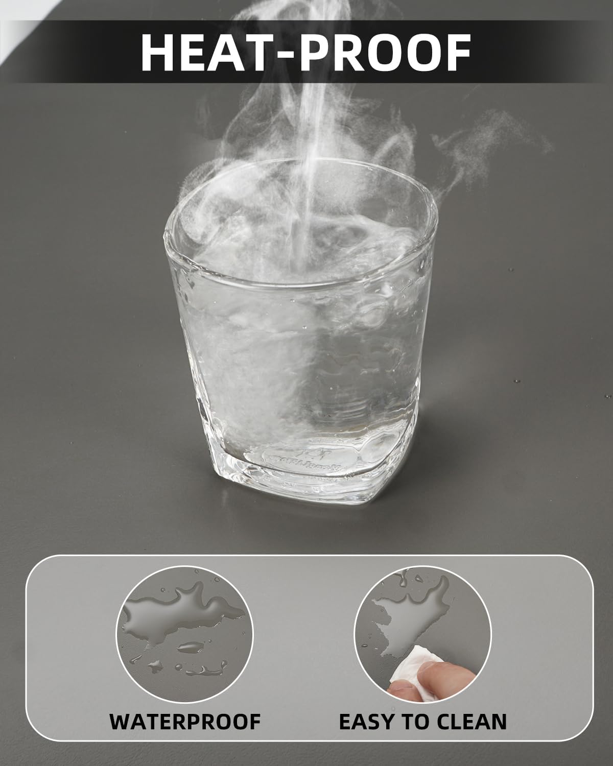 PULeather Non-Slip Desk Mat, Large Mouse Pad & Laptop Desk Pad - Waterproof Writing Pad for Office & Home (Dark Grey, 35.4" x 17")