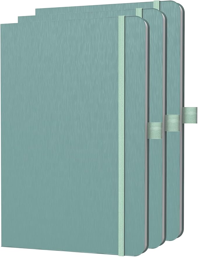 A5 Lined Journal Notebook, 7mm College Ruled Notepad, Journaling for Writing, Work, School, Travel and Note Taking, Hardcover 160 Pages (80 Sheets) 5.79 x 8.3 inches (3 Pack Midnight Green)
