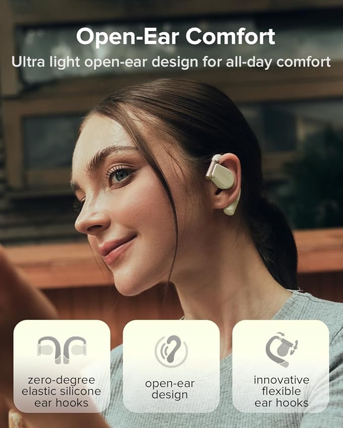 Cleer ARC 3 Open Ear Headphones - Dolby Audio, Snapdragon Sound True Wireless Earbuds, 50Hr Battery, Bluetooth 5.4, IPX 7, Multi-Point, Smart Controls, Wireless Charging Smart Case, Comfort Fit, Green