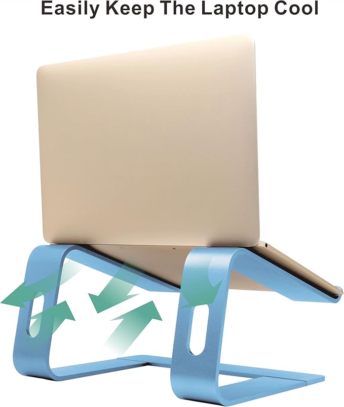 Ergonomic Aluminum Laptop Mount - Detachable Riser Stand Compatible with MacBook Pro/Air HP Lenovo Samsung Dell, All 10-17.3" Laptops (Sky Blue)