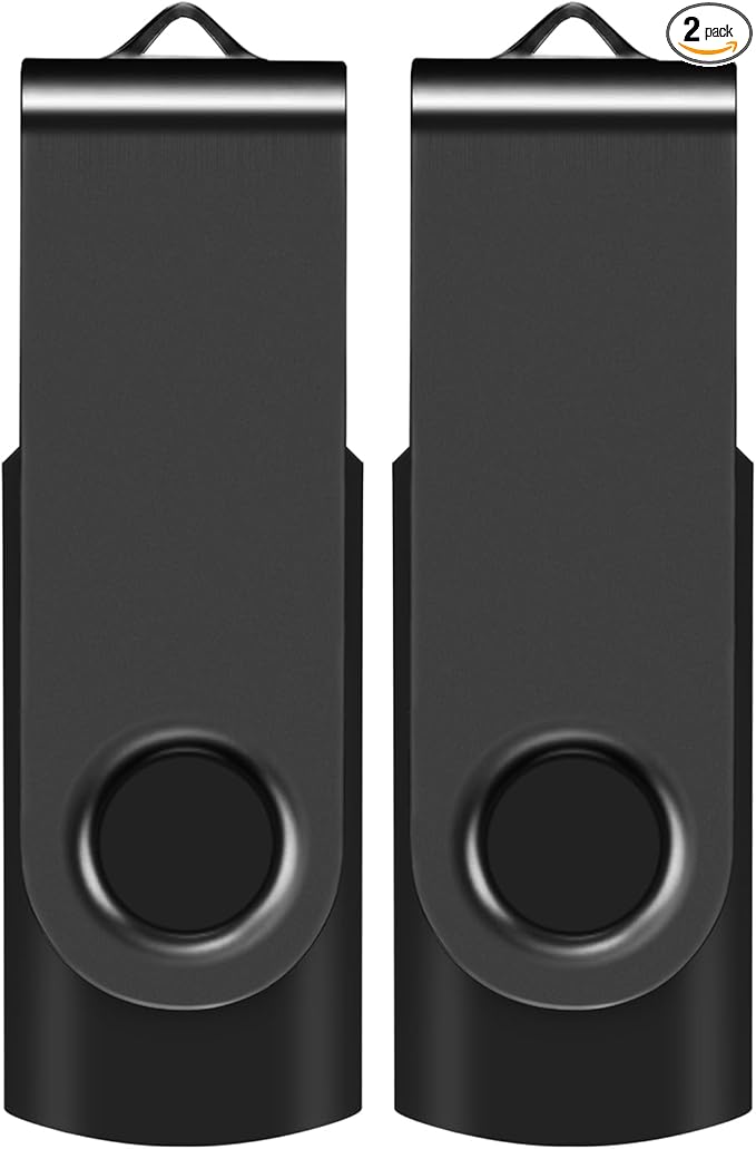 2GB USB Flash Drive, AreTop 2 Pack USB 2.0 Thumb Drives Memory Stick Swivel Jump Drive for Home & Office Use (2 Pack 2GB, Black)