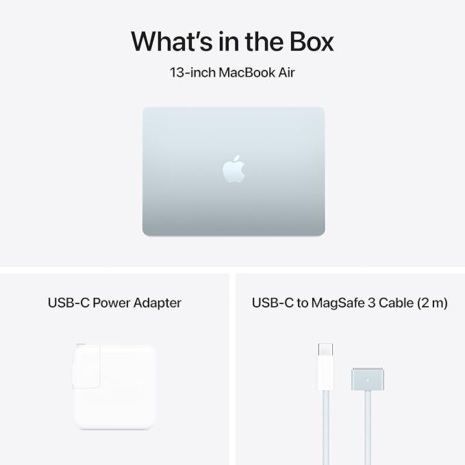 Apple 2025 MacBook Air 13-inch Laptop with M4 chip: Built for Apple Intelligence, 13.6-inch Liquid Retina Display, 24GB Unified Memory, 512GB SSD Storage, 12MP Center Stage Camera, Touch ID; Sky Blue