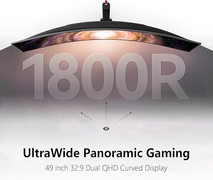 INNOCN 49" 49Q1S OLED Curved Gaming Monitor 5120 x 1440p 240Hz, 0.03ms, USB Type C 90W, HDMI 2.1, DisplayPort, USB Hub, Surrounding Speakers, Adaptive-Sync, Height Adjustable Stand, Black
