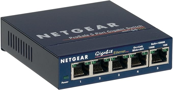 NETGEAR 5-Port Gigabit Ethernet Unmanaged Switch (GS105NA) - Desktop or Wall Mount, and Limited Lifetime Protection