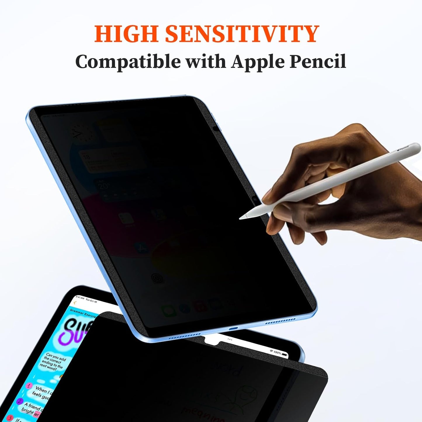 Upgraded 360° Magnetic Privacy Screen Protector for iPad 10th generation (2022) / 11th generation (2025) (Landscape+Portrait Privacy), Removable 4-Way Anti Spy Screen Film, Anti Glare Blue Light Filter, High Sensitive Bubble Free Screen