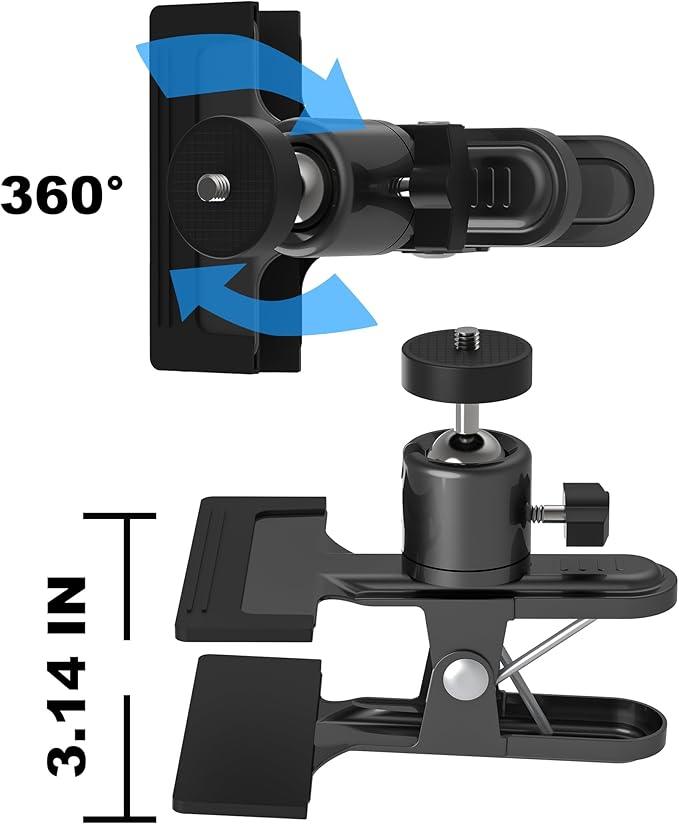 Metal holder Clip Clamp Mount 360 Degree Rotation 1/4 inch Screw for iPhone 16 15 14 13 12 series Samsung Oneplus Xiaomi Cell Phones and Arlo/Blink/Eufycam/Wyze/Nest/reolink/Tapo camera series