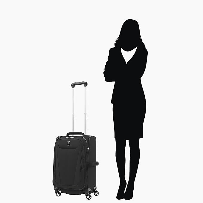 Travelpro Maxlite 5 Softside 2pc Set Expandable Carry On Luggage with 4 Spinner Wheels/Soft Underseat Tote, Lightweight Suitcase, Men and Women, Black