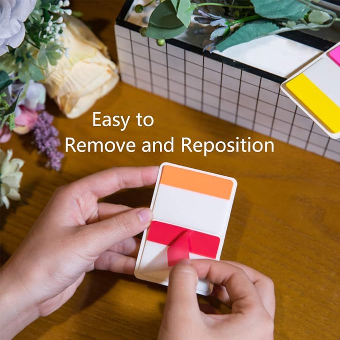 KICNIC 480 Pieces Sticky Tabs 2 Inch Index Tabs, Colored Page Markers Repositionable Tags Reading Tabs Self Adhesive Tape Flags for Books, Binders, Notebook and File Folders, [24 Sets 12 Colors]