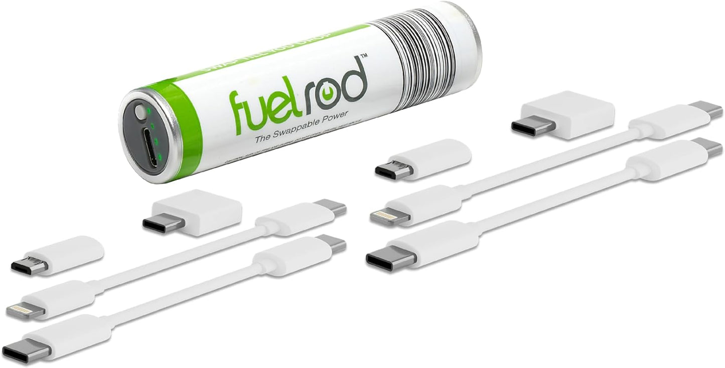 One USB-C Portable Charger Kit, with an Extra Set of Cables & Adaptors, Compatible with All Tablets, Smart Phones, Rechargeable Backup Power Bank, SWAP for Charged Rod at Kiosk