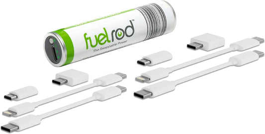 One USB-C Portable Charger Kit, with an Extra Set of Cables & Adaptors, Compatible with All Tablets, Smart Phones, Rechargeable Backup Power Bank, SWAP for Charged Rod at Kiosk