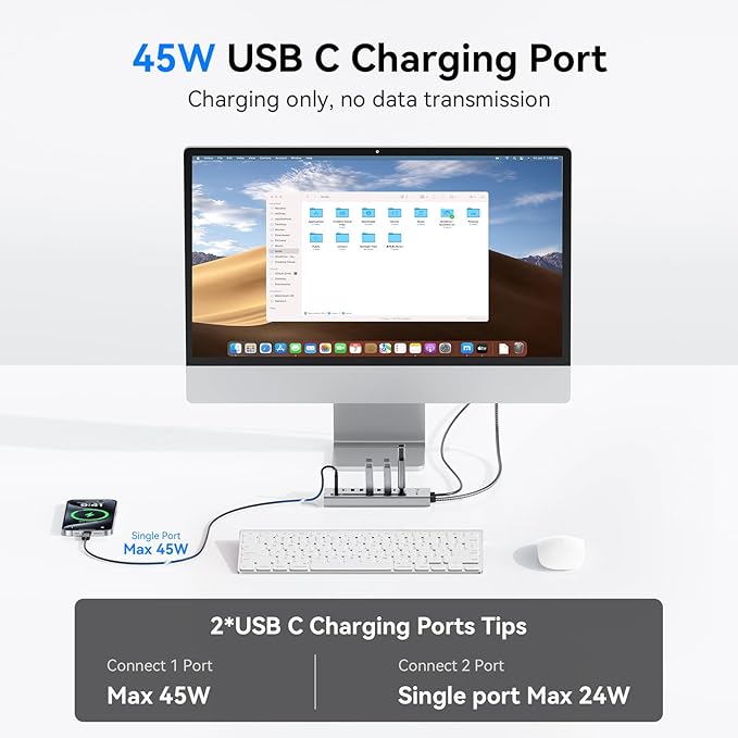 TobenONE Powered USB C Hub, 11-in-1 10Gbps USB C Splitter with 5 USB-A and 5 USB-C, 72W Adapter, 100W PD-IN, 45W USB C Charging Port, USB C Expander for Laptop/PC, MacBook, iPad,Phone(Not for Monitor)
