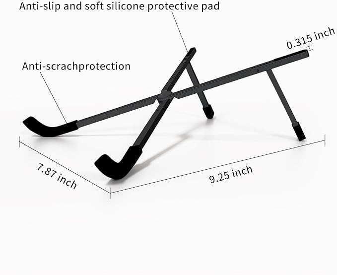 Protable Laptop Stand for Desk,Foldable Laptop Riser Holder,Ventilated Cooling Notebook Mount Computer Stand for 10-15.6” Laptops,Tablets，Aluminum (Black)