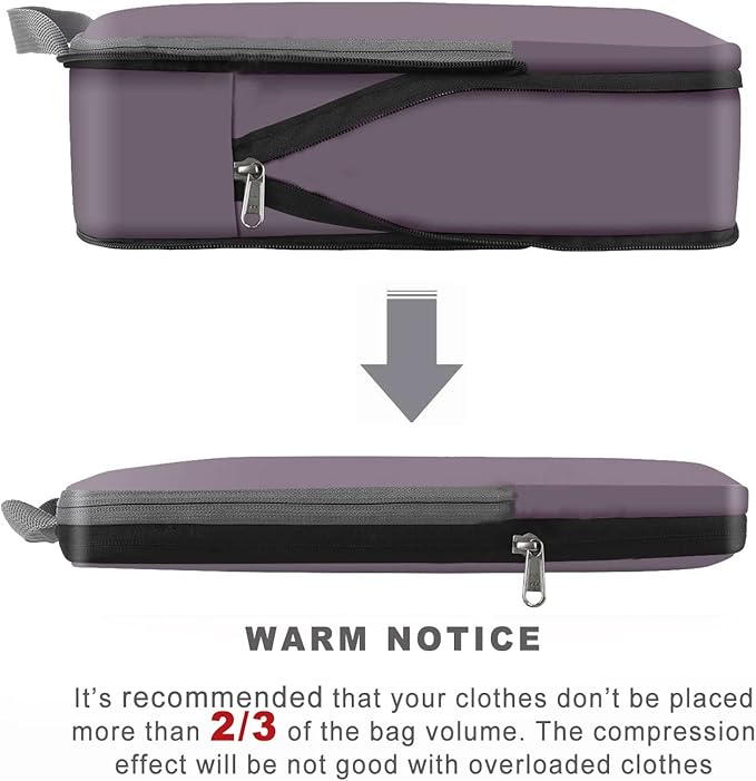 BAGAIL 4 Set/6 Set/8 Set Compression Packing Cubes Travel Accessories Expandable Packing Organizers (Cloth Pattern, 4-Dark Greyish)