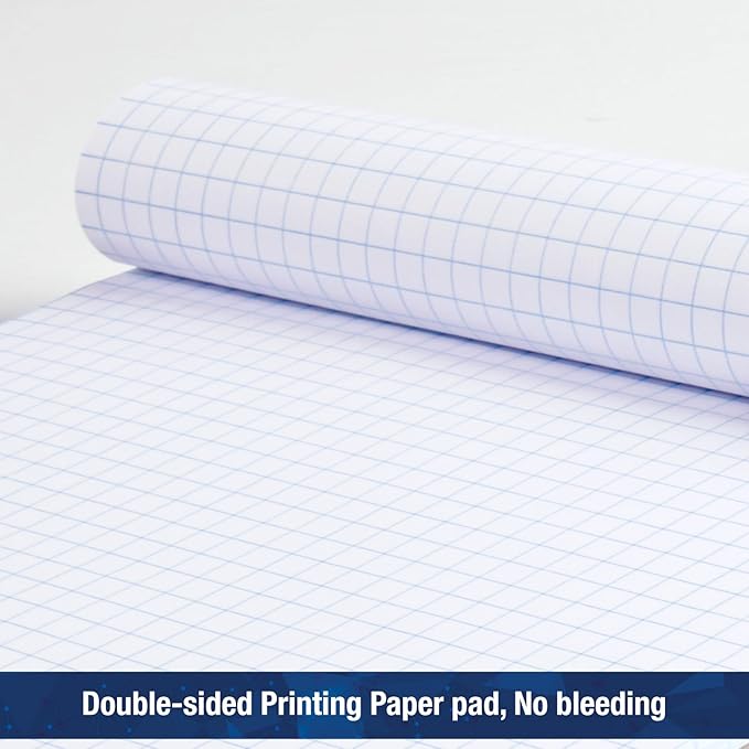 Woodlake Graph Paper Pads 8.5 x 11, 4x4 Quad Ruled, Premium Thick Paper Made In USA, No Ink Bleeding, 50 Sheets Per Pad,6 pack, Micro-Perforated Graph Paper Notebook