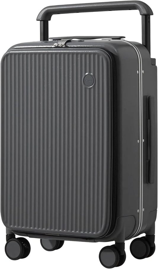 mixi Luggage Suitcases with Spinner Wheels 24'' Travel Luggage with Front Laptop Pocket, Wide Handle PC Hardshell Suitcase with TSA Lock, Checked Luggage(Rock Grey)