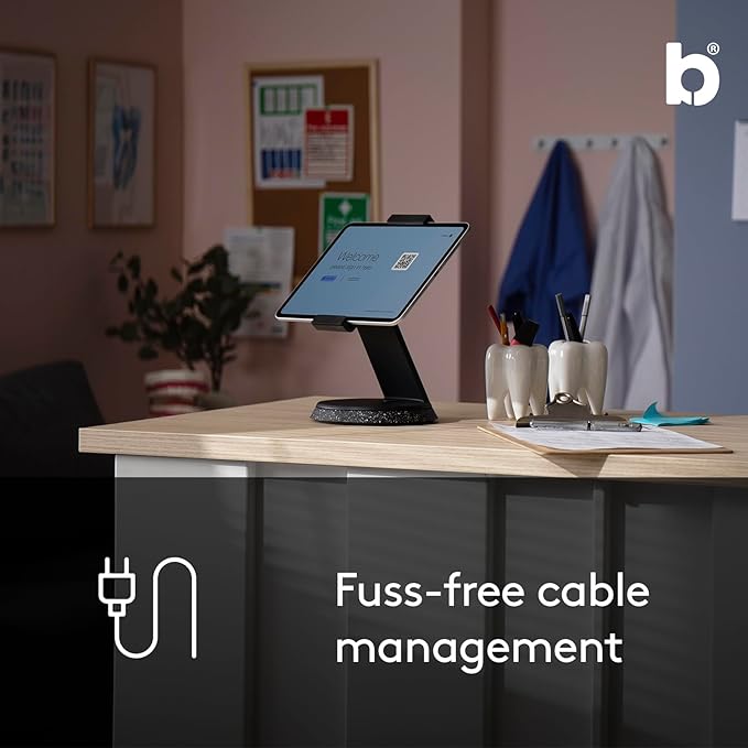 Eddy Tablet & iPad POS Stand | iPad Stand for Business | Compatible with Most 7-13" Tablets | Strong Aluminium iPad Kiosk Stand | iPad Table Mount Tablet Kiosk | iPad Register Stand | White