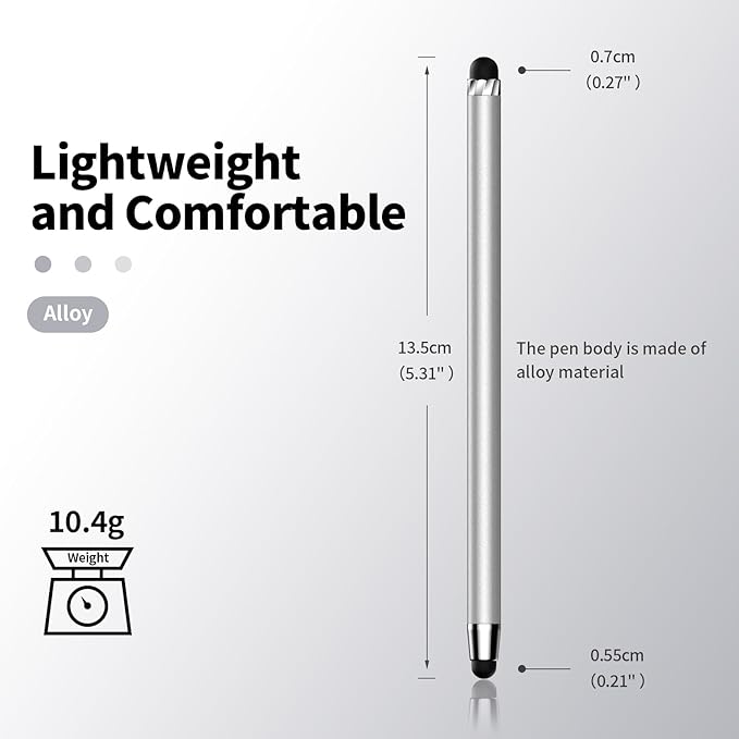 10 PCS Stylus,Stylus Pen for Touchscreen,Stylus 2-in-1 High Sensitivity & Precision Suitable for Touch Screens of iPhone/ipad/Android Tablets(10 Stylus Pen Silver/Black + 20 Tips)