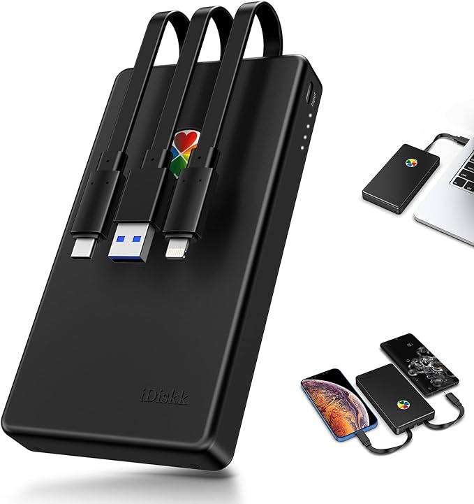 iDiskk MFi Certified 1TB External Hard Drive for iPhone17,16,15,iPad,MacBook,PC, Photo Stick Portable iPhone Memory Storage for iPhone & Android Cellphone Backup Data Picture | Photo | Video |