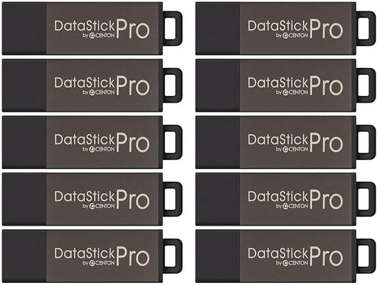 8GB DataStick Pro by Centon, 10 Pack, USB 2.0 Flash Drive Memory Stick for Storage and Backup