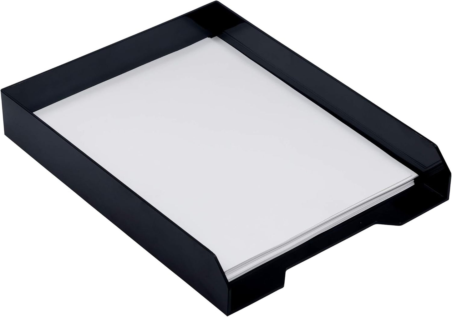 JAM PAPER Stackable Paper Trays - Black - Desktop Document, Letter, & File Organizer Tray - Sold Individually