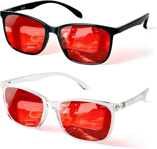 TIJN Sleep Glasses for 99.9% Blue Green Light Blocking Dual AR Coatings Red Lens for Computer Gaming Reduce Eyestrain, TR90