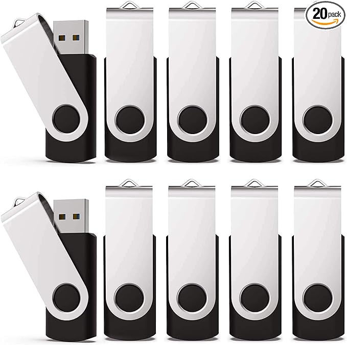 KEXIN 128GB Flash Drive 20 Pack Flash Drive Bulk USB Thumb Drive 128 GB USB Drive USB 2.0 Flash Drive with Led Indicator, Black
