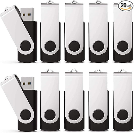KEXIN 128GB Flash Drive 20 Pack Flash Drive Bulk USB Thumb Drive 128 GB USB Drive USB 2.0 Flash Drive with Led Indicator, Black