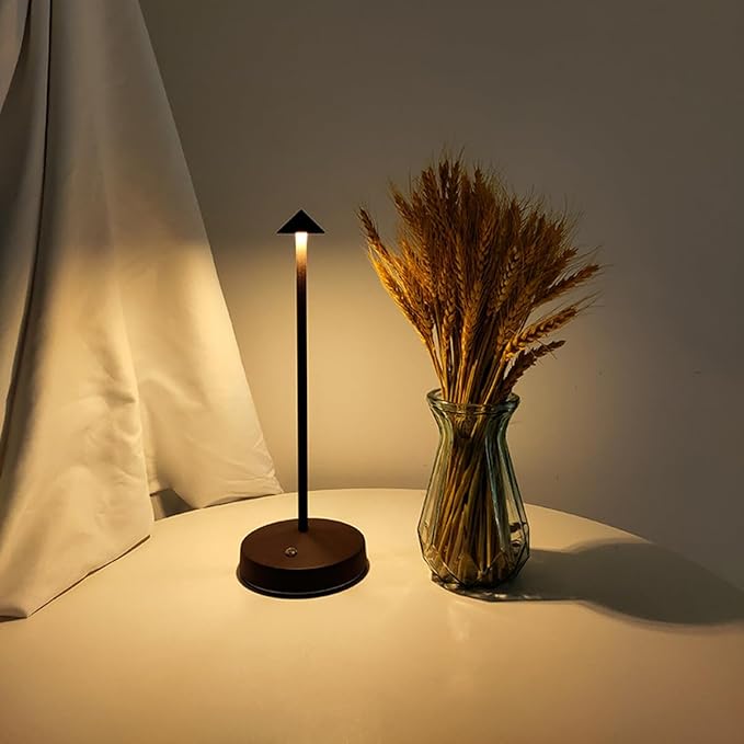 Rechargeable Cordless Lamps,3000mAh Battery Operated Table Lamp,Portable LED Touch 2 Levels Brightness Dimmable Bar Lamp,Battery Powered Lamps for Bars,Restaurant,Living Room(2 Pack,Rust)