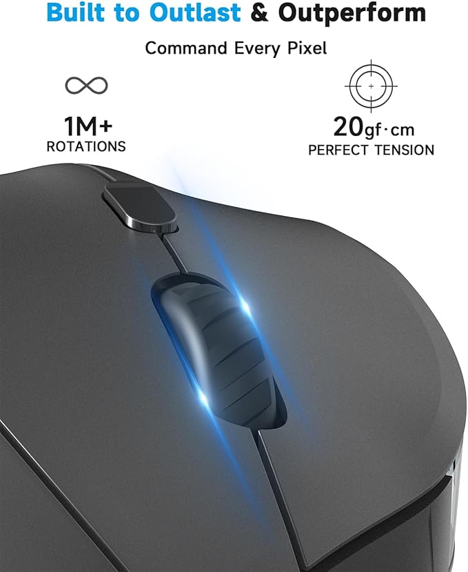 AOC 2.4GHz Ergonomic Mouse, Wireless Bluetooth Vertical Mouse for Work, 4800 DPI Optical Tracking, 5 Adjustable DPI, Quiet Clicks, RGB Light, Compatible with Computer, Laptop, PC, Mac, Desktop - Gray