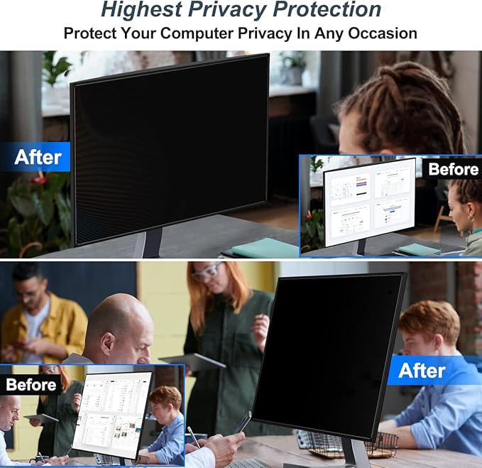 [2-Pack] 23.8 Inch Privacy Screen for Monitor Computer Screen Privacy Filter for 16:9 Widescreen Monitor Desktop PC Monitor Privacy Film Monitor Privacy Shield and Anti-Glare Protector