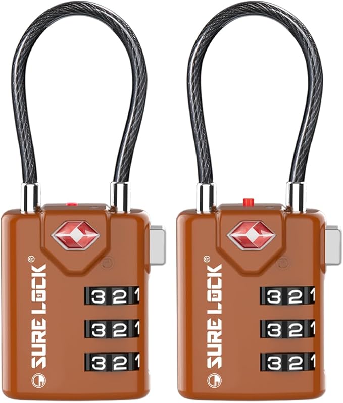 SURE LOCK TSA Compatible Travel Luggage Locks, Inspection Indicator, Easy Read Dials TSA Approved with Zinc Alloy