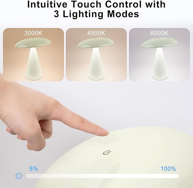 Elegant & Modern “Magnetic Cordless LED Table Lamp – Portable Touch-Dimmable Bedside Light for Bedroom, Living Room & Small Spaces (Cream)”