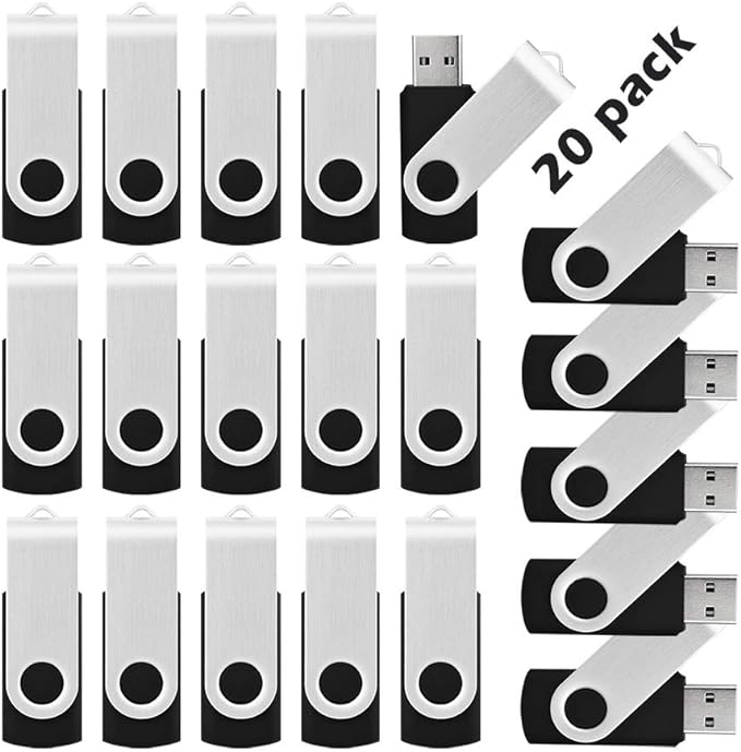 KOOTION 20pcs 4GB USB Flash Drives - 4GB Thumb Drives, Black